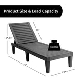 Set of 2 Outdoor Chaise Lounge Chair with 5 Positions Adjustable Backrest
