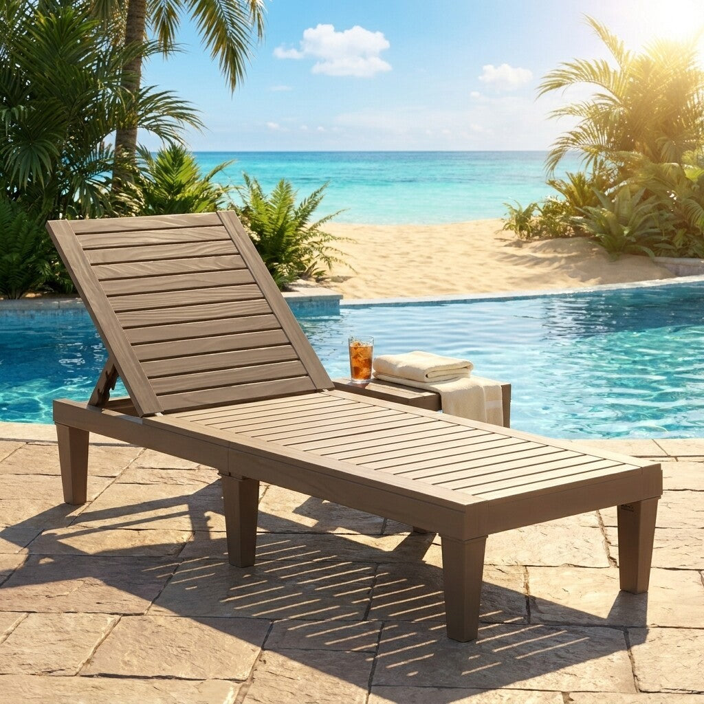 Set of 2 Outdoor Chaise Lounge Chair with 5 Positions Adjustable Backrest