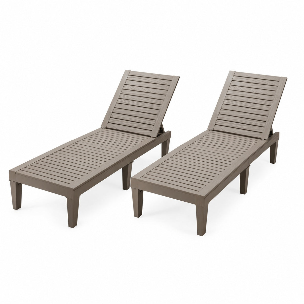 Set of 2 Outdoor Chaise Lounge Chair with 5 Positions Adjustable Backrest