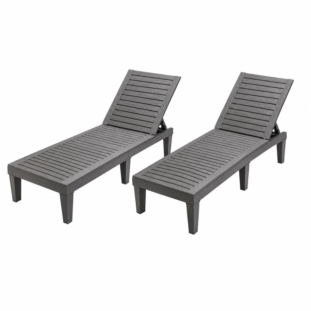 Set of 2 Outdoor Chaise Lounge Chair with 5 Positions Adjustable Backrest