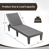 Set of 2 Outdoor Chaise Lounge Chair with 5 Positions Adjustable Backrest