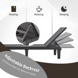 Set of 2 Outdoor Chaise Lounge Chair with 5 Positions Adjustable Backrest