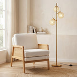 3-Globe Floor Lamp and Mid Century Modern Accent Chair