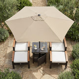 3-Piece Patio Lounge Bundle with 5-Piece PE Rattan Conversation Set  Wicker Umbrella Side Table & 7.5 FT Tilt Market Umbrella