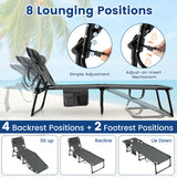 2-Piece Outdoor Tanning Chair and Patio Side Table Set with Folding Lounge Chair and Square Bistro Table