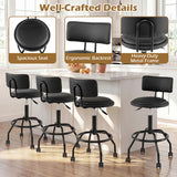 Set of 4 Modern Swivel Height Adjustable Bar Stool with Backrest