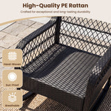 Outdoor Wicker Rocking Chair with Anti-Tip Stoppers and Thick Cushions for Porch-Black