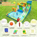 10-in-1 Inflatable Bounce House with Water Slide and 680W Blower for Kids