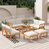 10-Piece Acacia Wood Outdoor Patio Furniture Set