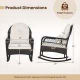 Outdoor Wicker Rocking Chair with Anti-Tip Stoppers 400 LBS for Porch Deck