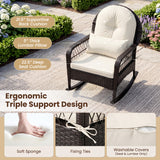 Outdoor Wicker Rocking Chair with Anti-Tip Stoppers 400 LBS for Porch Deck