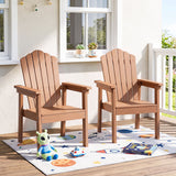 Outdoor Adirondack Chair with High Backrest and Wide Armrests for Deck Poolside