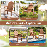 Outdoor Adirondack Chair with High Backrest and Wide Armrests for Deck Poolside