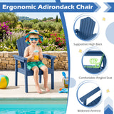 Outdoor Adirondack Chair with High Backrest and Wide Armrests for Deck Poolside