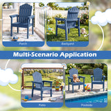Outdoor Adirondack Chair with High Backrest and Wide Armrests for Deck Poolside