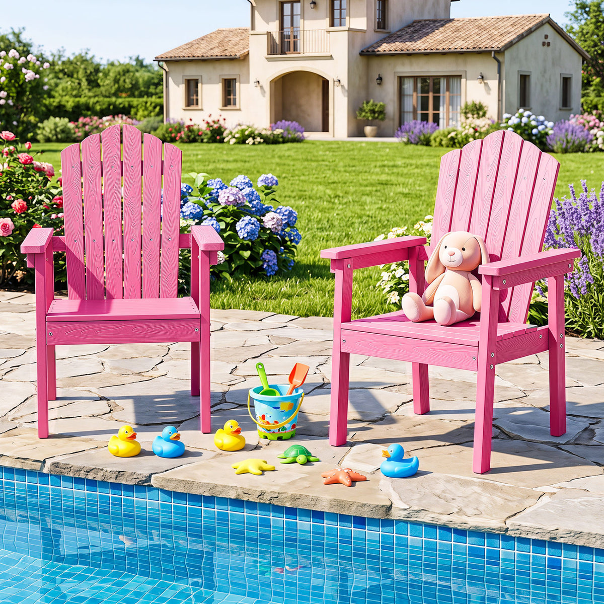 Outdoor Adirondack Chair with High Backrest and Wide Armrests for Deck Poolside