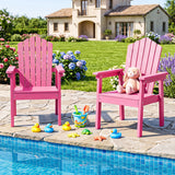 Outdoor Adirondack Chair with High Backrest and Wide Armrests for Deck Poolside