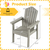 Outdoor Adirondack Chair with High Backrest and Wide Armrests for Deck Poolside