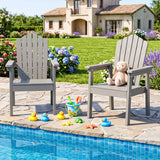 Outdoor Adirondack Chair with High Backrest and Wide Armrests for Deck Poolside