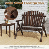 2-Person Log Wood Patio Bench with Slatted Backrest for Deck Backyard
