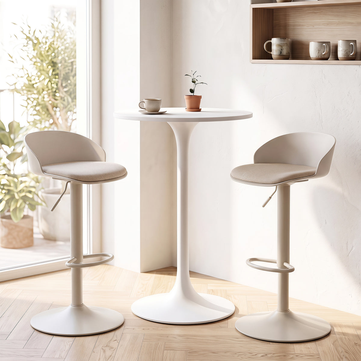Set of 2 Adjustable Swivel Bar Stools w/ Back & Footrest 330 LBS for Dining