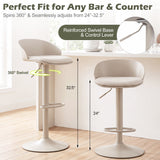 Set of 2 Adjustable Swivel Bar Stools w/ Back & Footrest 330 LBS for Dining