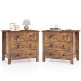 2-Pack 3 Drawer Dresser Chest of Drawers Bedside Table