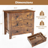 2-Pack 3 Drawer Dresser Chest of Drawers Bedside Table