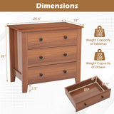 2-Pack 3 Drawer Dresser Chest of Drawers Bedside Table