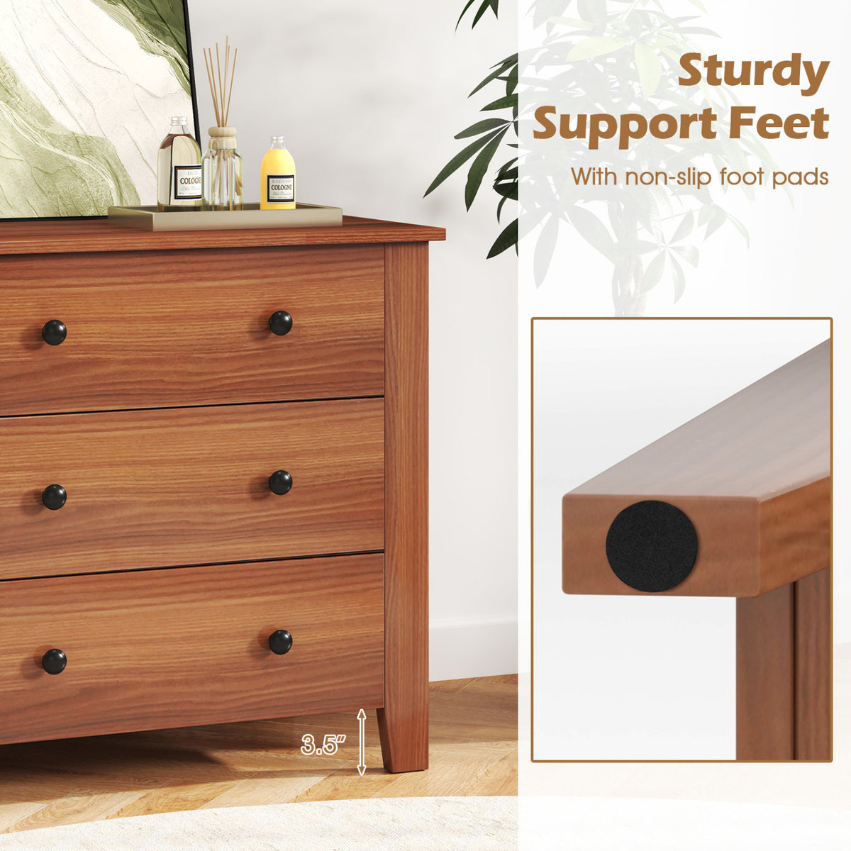 2-Pack 3 Drawer Dresser Chest of Drawers Bedside Table