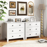 2-Pack 3 Drawer Dresser Chest of Drawers Bedside Table