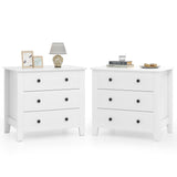 2-Pack 3 Drawer Dresser Chest of Drawers Bedside Table