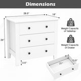 2-Pack 3 Drawer Dresser Chest of Drawers Bedside Table