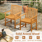 5-Piece Outdoor Square Patio Dining Set for 4 with Acacia Table & Armchairs