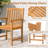 5-Piece Outdoor Square Patio Dining Set for 4 with Acacia Table & Armchairs