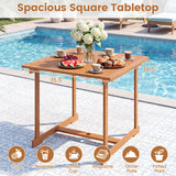 5-Piece Square Patio Dining Set for 4 with Acacia Table & Armchairs for Outdoor
