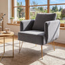 Modern Accent Chair w/Back Cushion & Golden Metal Legs for Living Room Bedroom