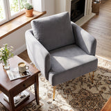 Modern Accent Chair w/Back Cushion & Golden Metal Legs for Living Room Bedroom