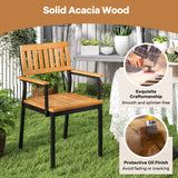 7-Piece Outdoor Dining Set for 6 with Acacia Table & Armchairs and Umbrella Hole