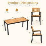 7-Piece Outdoor Dining Set for 6 with Acacia Table & Armchairs and Umbrella Hole