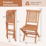 Teak Wood Folding Patio Chairs Set of 2 with X-Support & High Backrest for Backyard