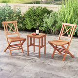 Teak Wood Folding Patio Chairs Set of 2 with Sturdy Frame & Comfort Back for Garden