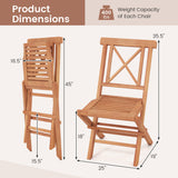 Teak Wood Folding Patio Chairs Set of 2 with Sturdy Frame & Comfort Back for Garden