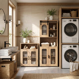Bathroom Cabinet Set with 59 Inch Tall Cabinet and 2-Door Floor Cabinet
