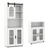 Bathroom Cabinet Set with 59 Inch Tall Cabinet and 2-Door Floor Cabinet