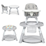 5-in-1 Baby Highchair with Height Adjustable and 2-Tier Tray Storage Busket-Gray