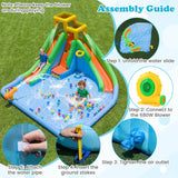 Inflatable Water Slide for Kids with Double Slides and 680W Blower
