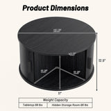 31.5" Round Coffee Table with Storage and Sliding Tambour Door for Living Room