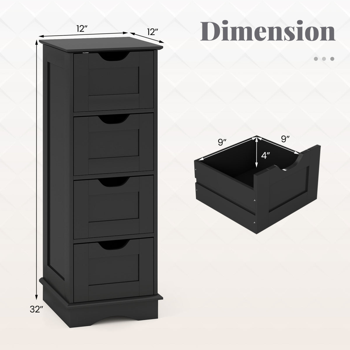 Bathroom Cabinet Set with 6-Door Tall Cabinet and 4-Drawer Cabinet