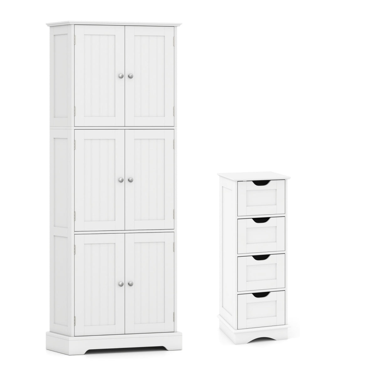 Bathroom Cabinet Set with 6-Door Tall Cabinet and 4-Drawer Cabinet